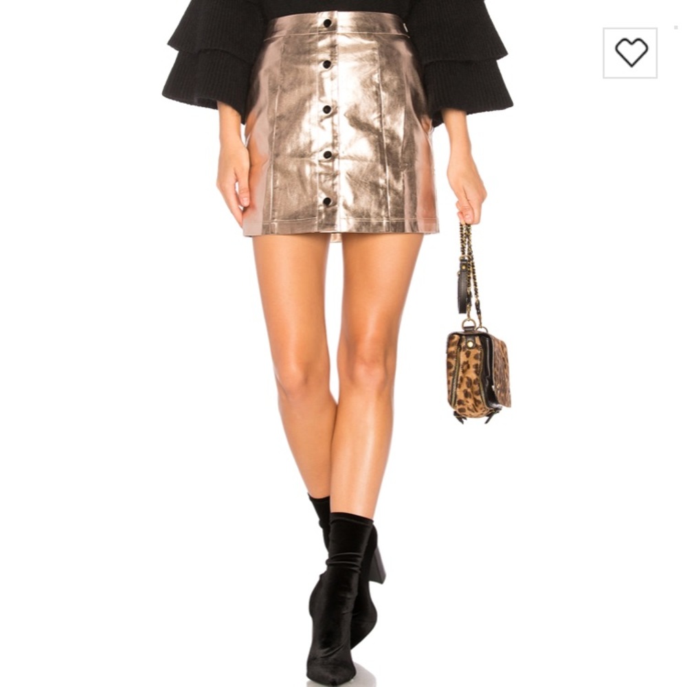 Revolve Gold Metallic Faux Leather Skirt